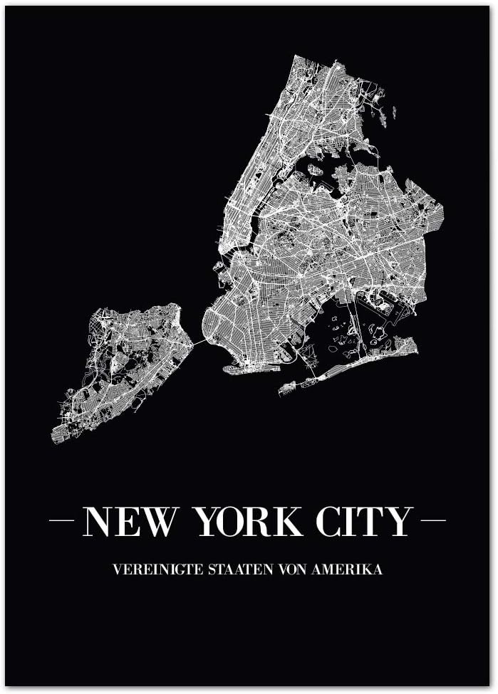 JUNIWORDS Stadtposter, New York City, Wähle eine Grösse, 60 x 90 cm, Poster, Schrift A, Schwarz 60 x