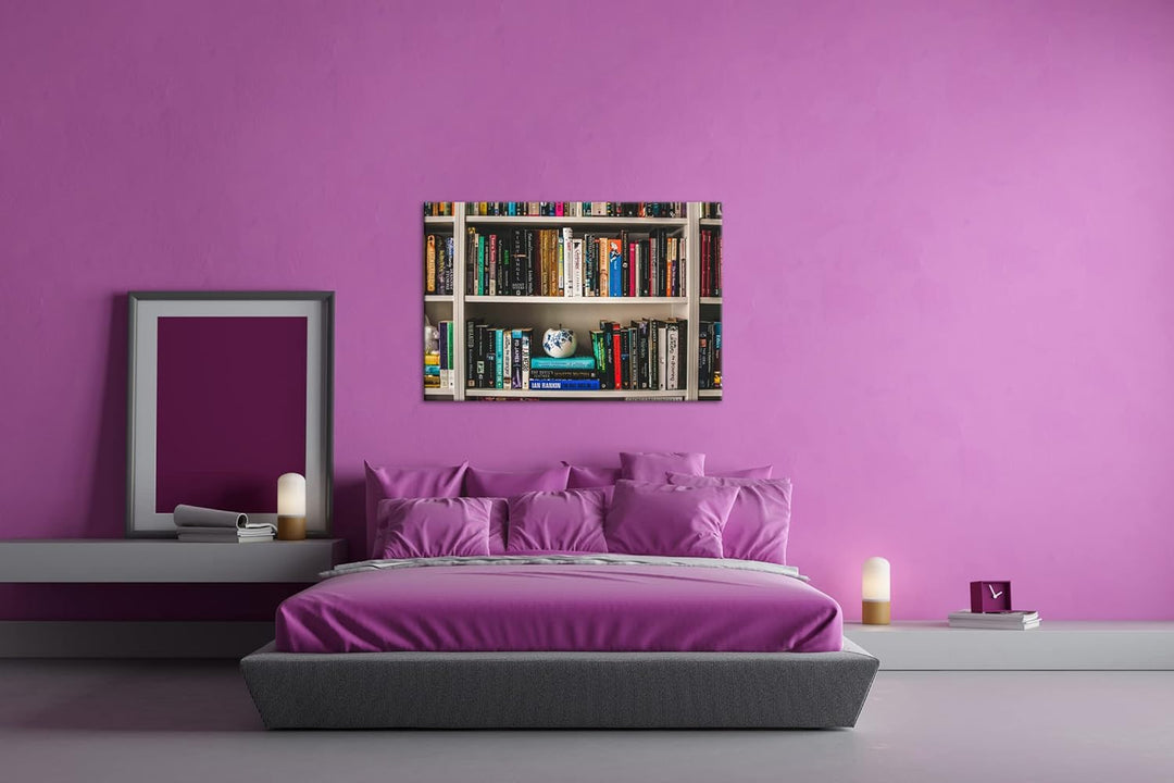 deyoli Rand volles Bücherregal Format: 80x60 cm als Leinwandbild, Motiv fertig gerahmt auf Echtholzr