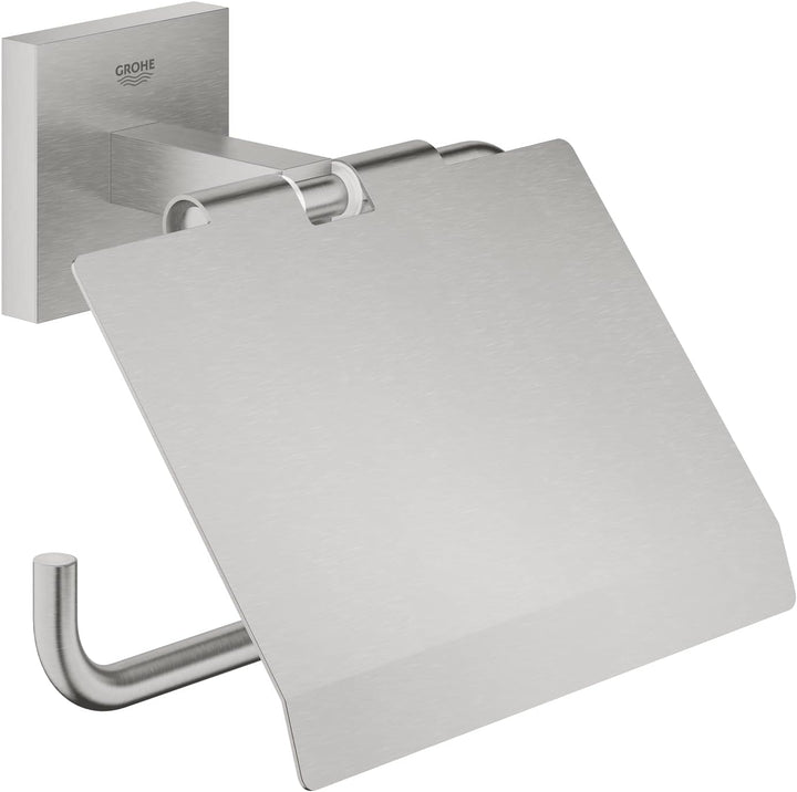 GROHE Start Cube - Papierhalter (mit Deckel, verdeckte Befestigung, Material: Metall), supersteel, 4