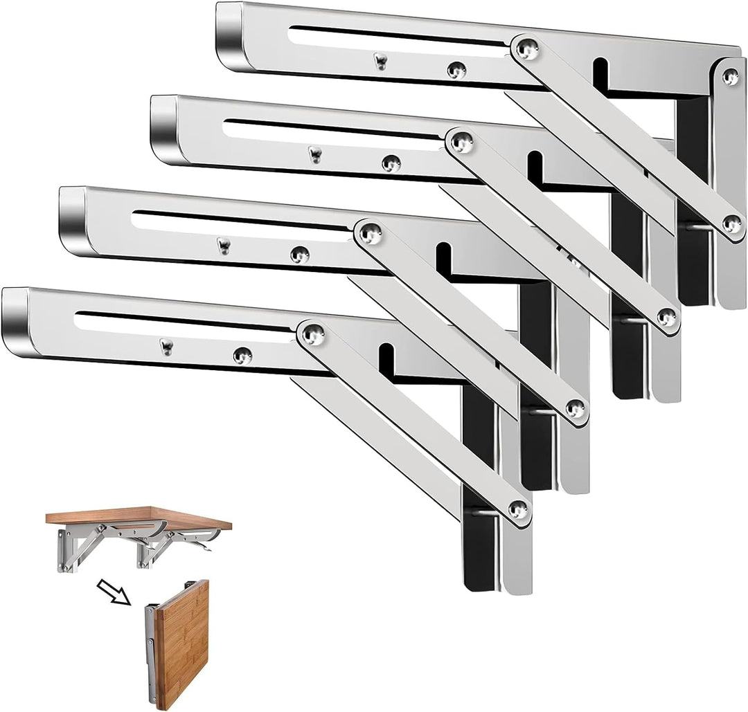 RICHDMI 4 Stück Klappkonsole 350mm, Schwerlast Edelstahl, Folding Bracket Klappbügel Schwerlast, Hea