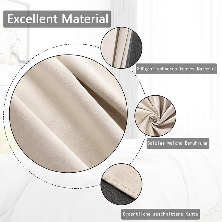 WOLTU Verdunklungsvorhang Blickdicht Samtvorhänge mit Ösen, 2 Stücke Thermogardine Ösenvorhang 300 g