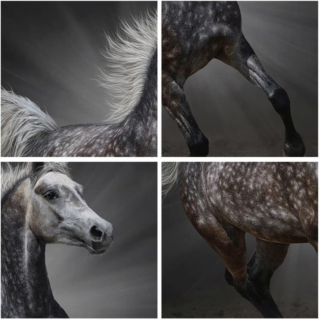 Bilder auf Leinwand 100x70cm Leinwandbild mit Rahmen Pferd Tier Natur Gross Wanddeko Bild Schlafzimm