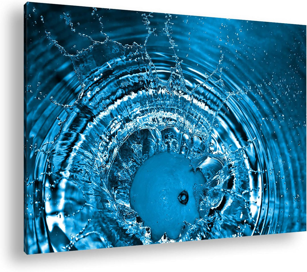 deyoli Orange fällt ins Wasser Format 80x60 Effekt: Monocrome Blau als Leinwandbild, Motiv fertig ge