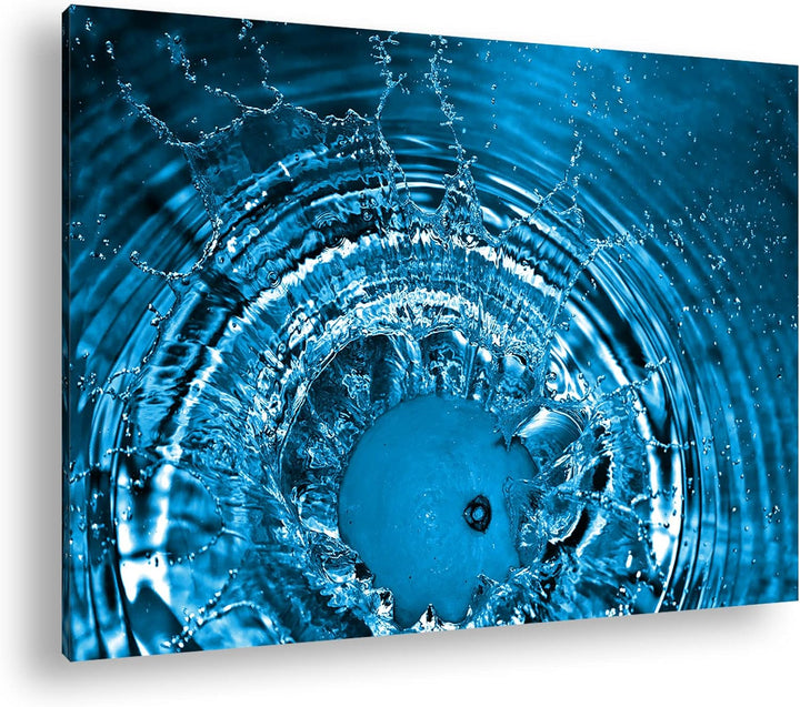 deyoli Orange fällt ins Wasser Format 80x60 Effekt: Monocrome Blau als Leinwandbild, Motiv fertig ge