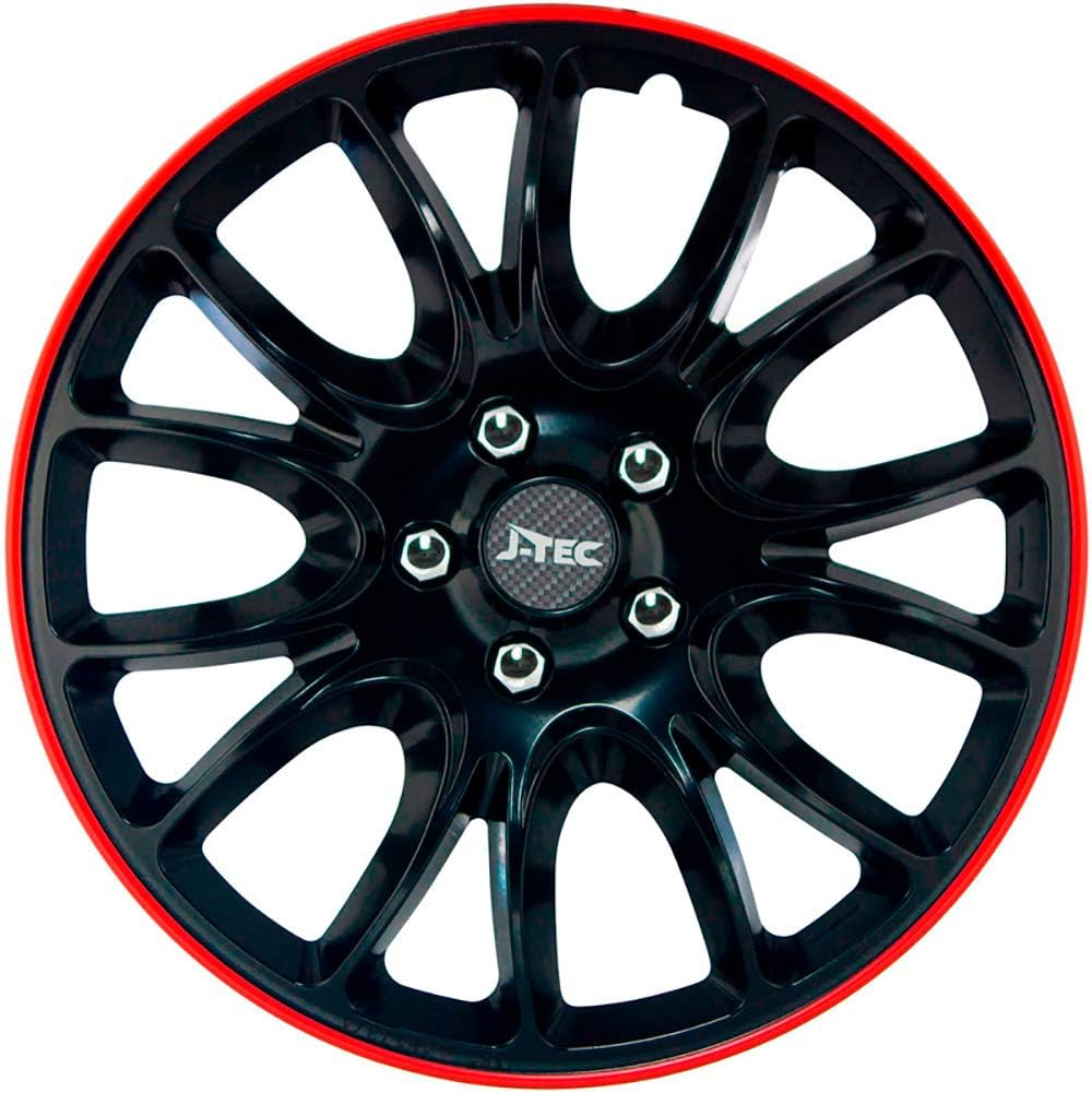 Satz J-Tec Radzierblenden Hero GTR 14-Zoll Schwarz/Rot unrandet Schwarz/Rot Umrandet 14-Zoll, Schwar