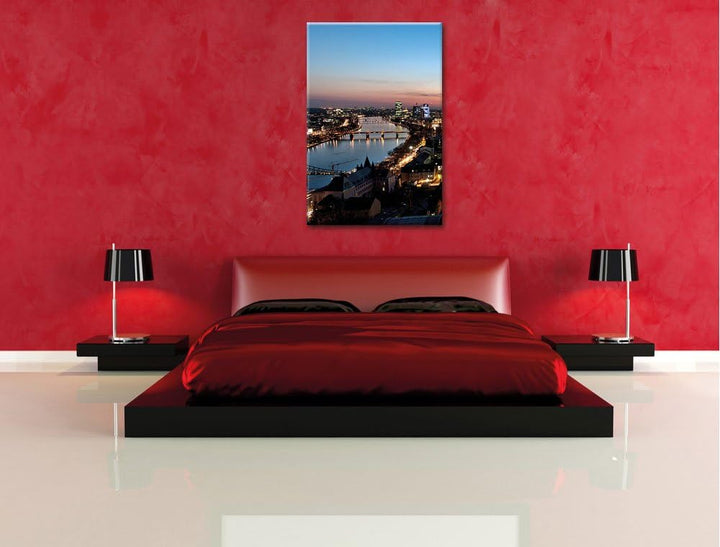 Frankfurt Skyline, Format: 100x70 auf Leinwand, XXL riesige Bilder fertig gerahmt mit Keilrahmen, Ku