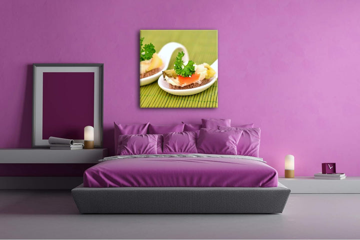 deyoli kreatives Essen im Format: 60x60 als Leinwandbild, Motiv fertig gerahmt auf Echtholzrahmen, H