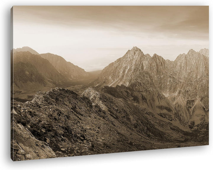deyoli zauberhafte Berglandschaft Format: 80x60 Effekt: Sepia als Leinwand, Motiv fertig gerahmt auf