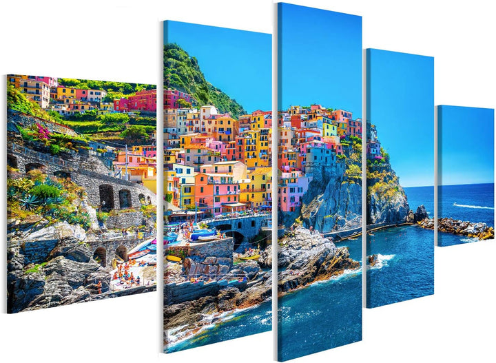 islandburner Bild auf Leinwand Cinque Terre Traditionelle Italienische Architektur Wandbild Poster K