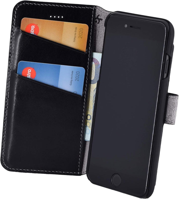 Suncase Origina Book-Style (Slim-Fit) kompatibel mit iPhone SE 2020 Ledertasche Leder Etui Tasche Ha