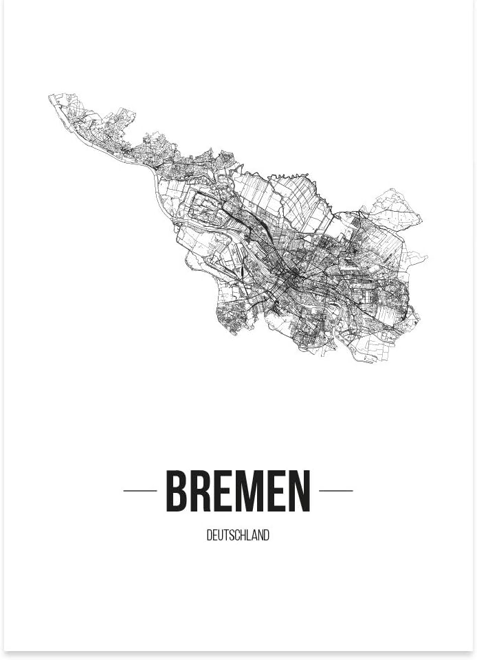 JUNIWORDS Stadtposter, Bremen, Wähle eine Grösse, 40 x 60 cm, Poster, Schrift B, Weiss 40 x 60 cm Sc