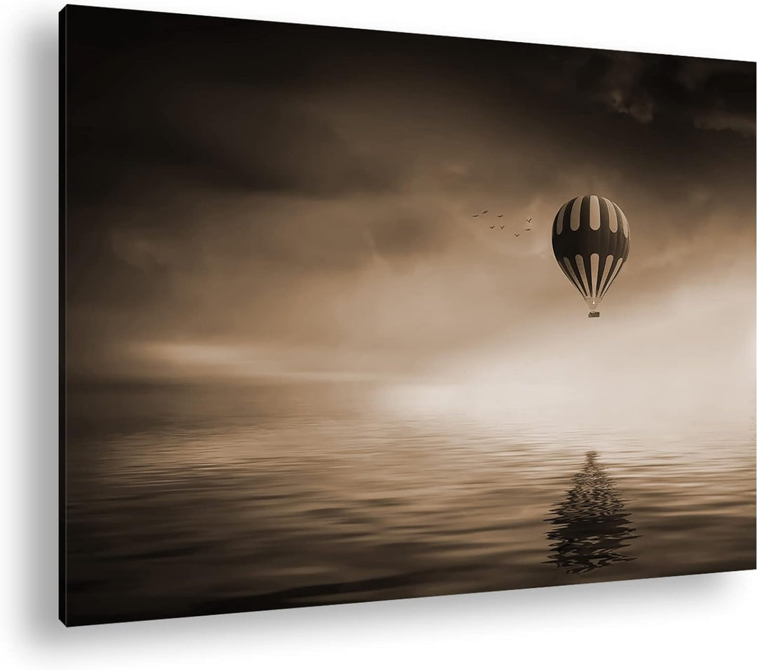 deyoli schwebender Heissluftballon Format: 80x60 Effekt: Sepia als Leinwandbild, Motiv fertig gerahm