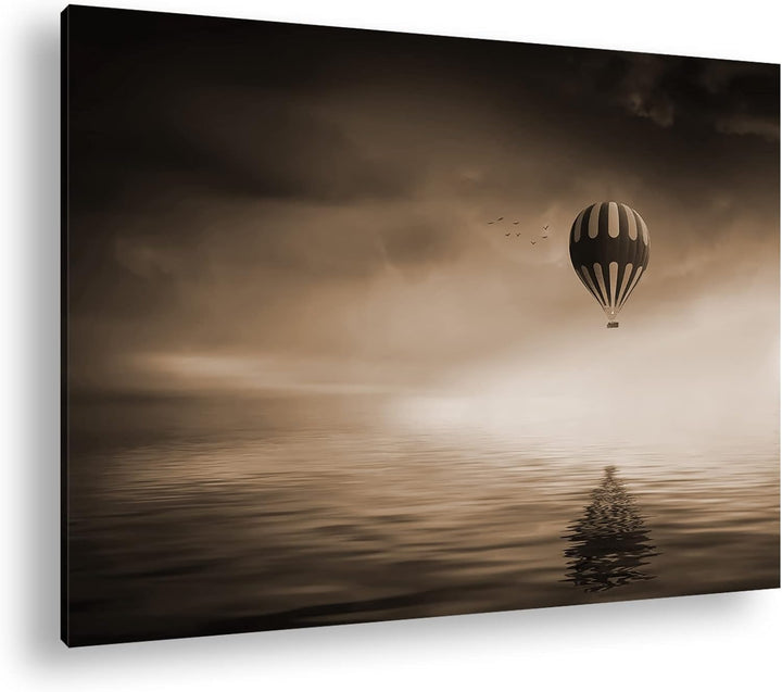 deyoli schwebender Heissluftballon Format: 80x60 Effekt: Sepia als Leinwandbild, Motiv fertig gerahm