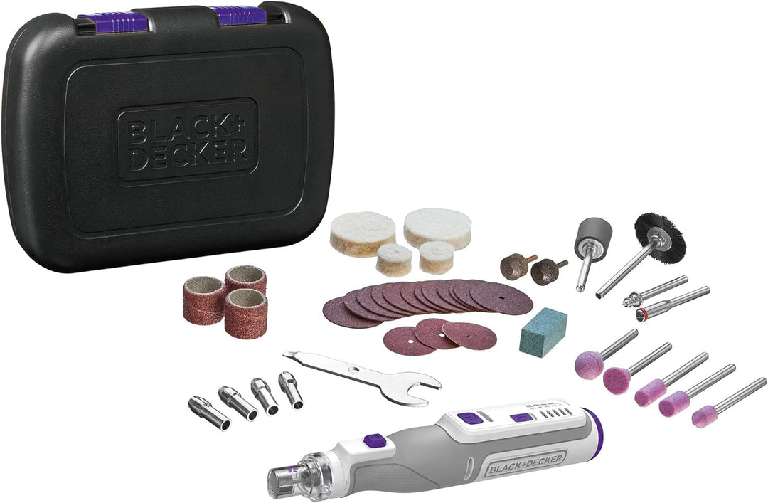 Black+Decker Akku-Multifunktionswerkzeug PET mit 39-tlg. Zubehör BCRT8IPETK (7.2V, 1.5Ah, mit Aufsat