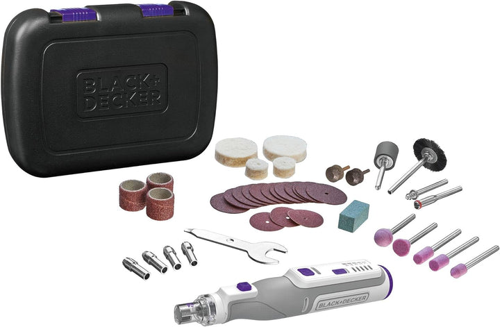 Black+Decker Akku-Multifunktionswerkzeug PET mit 39-tlg. Zubehör BCRT8IPETK (7.2V, 1.5Ah, mit Aufsat