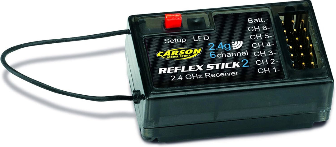 Carson 500501537 Modellsport Reflex Stick 2 6-Kanal Empfaenger 2,4GHz Stecksystem Graupner/JR