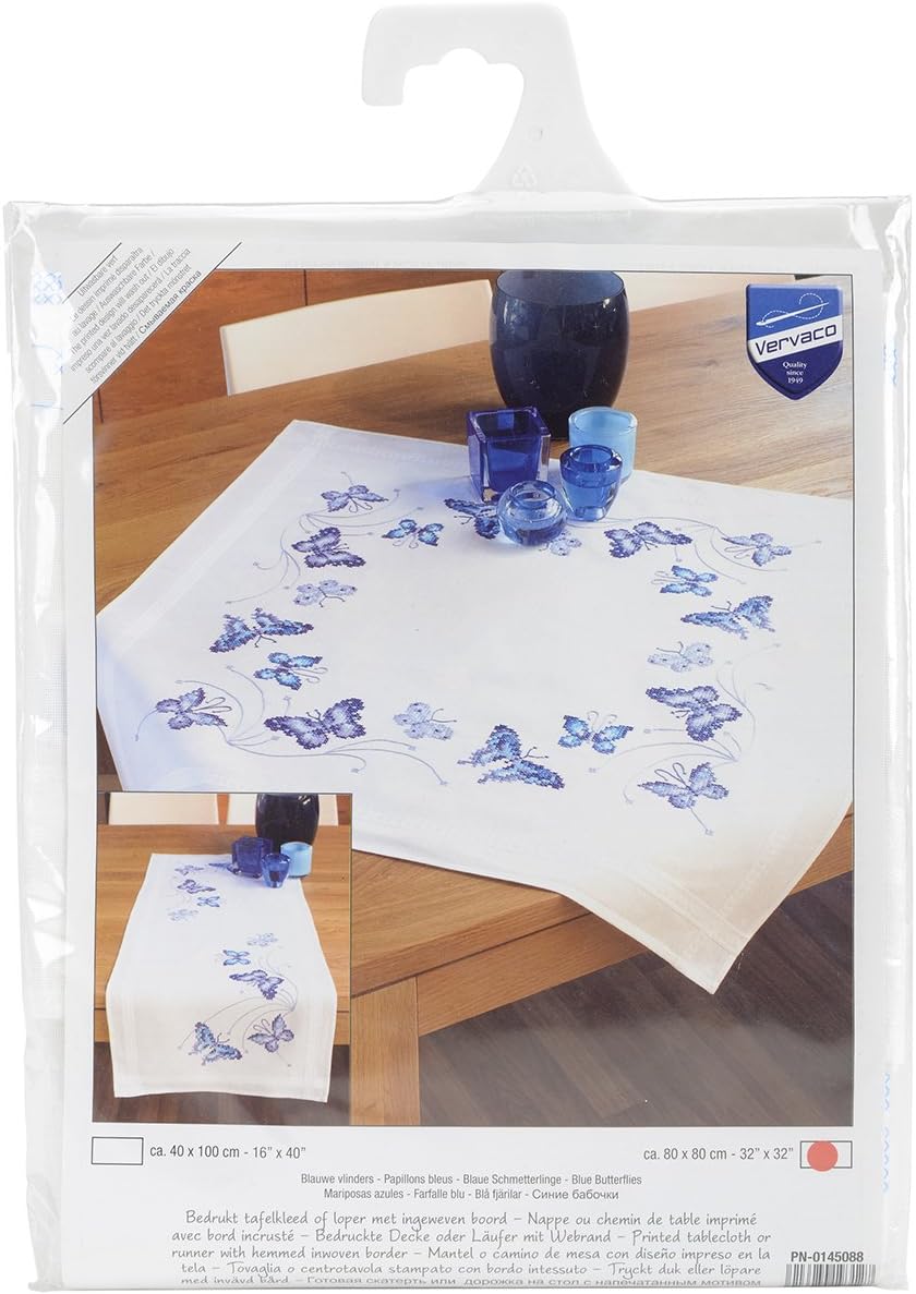 Vervaco Stickpackung/Tischdecke im vorgedruckten/vorgezeichneten Kreuzstich, Baumwolle, Mehrfarbig,