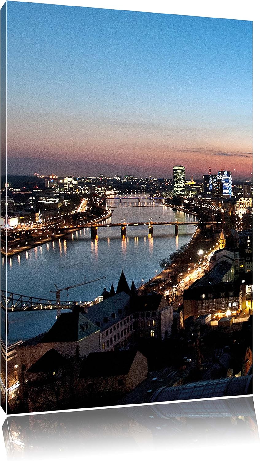 Frankfurt Skyline, Format: 100x70 auf Leinwand, XXL riesige Bilder fertig gerahmt mit Keilrahmen, Ku