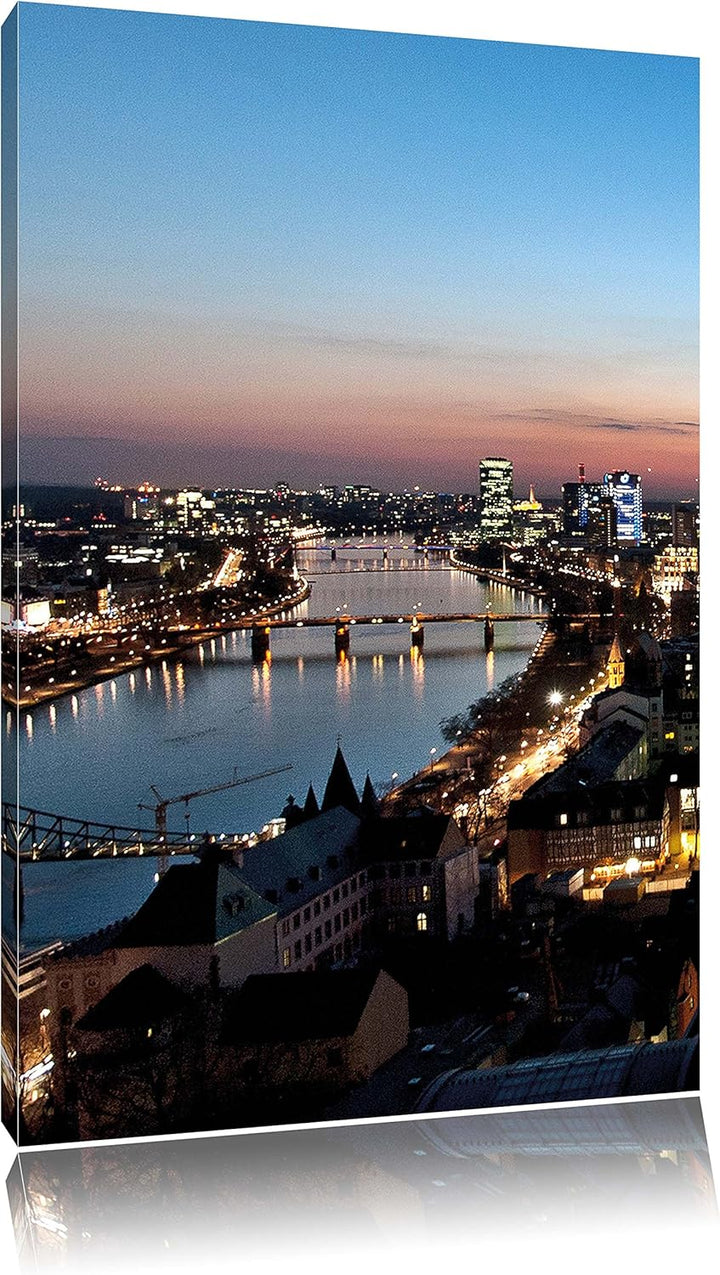 Frankfurt Skyline, Format: 100x70 auf Leinwand, XXL riesige Bilder fertig gerahmt mit Keilrahmen, Ku
