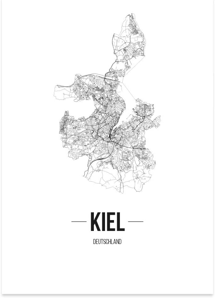 JUNIWORDS Stadtposter, Kiel, Wähle eine Grösse, 40 x 60 cm, Poster, Schrift B, Weiss 40 x 60 cm Schr