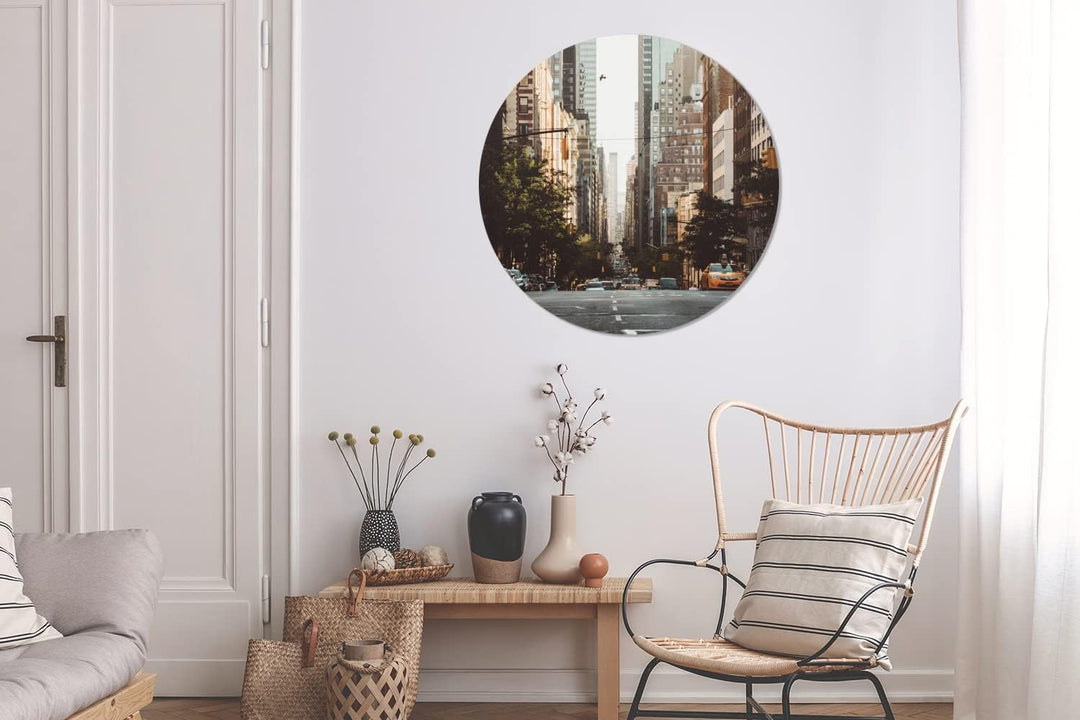 MuchoWow Wandbild Rund Wanddeko Deko Wohnzimmer Bilder 90x90 cm New York am Morgen 90.00 x 90.00 cms
