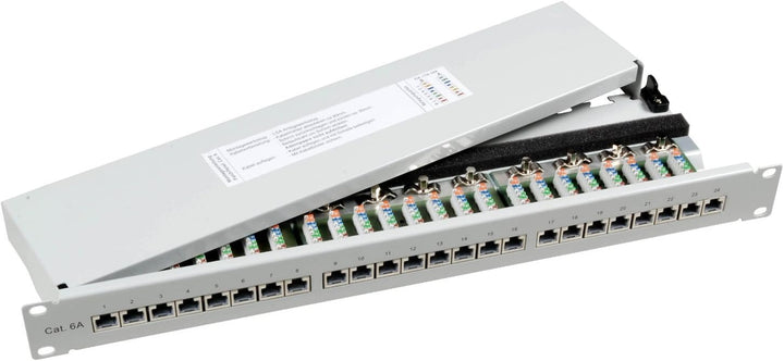 BIGtec 24 Port CAT6a Patchpanel Verteilerfeld Verteiler Patchfeld 500Mhz 10 Gigabit LSA Technik RJ45