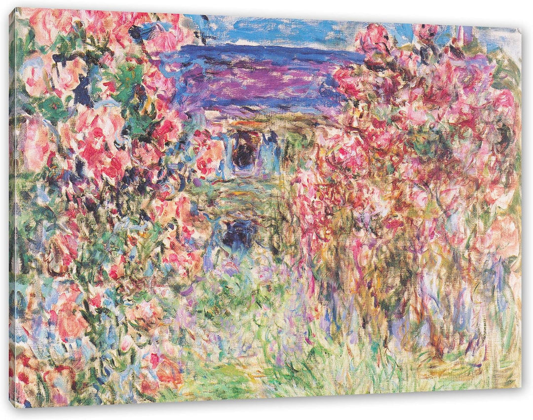 Generisch Claude Monet - Das Haus in den Rosen als Leinwandbild / Grösse: 100x70 cm / Wandbild / Kun