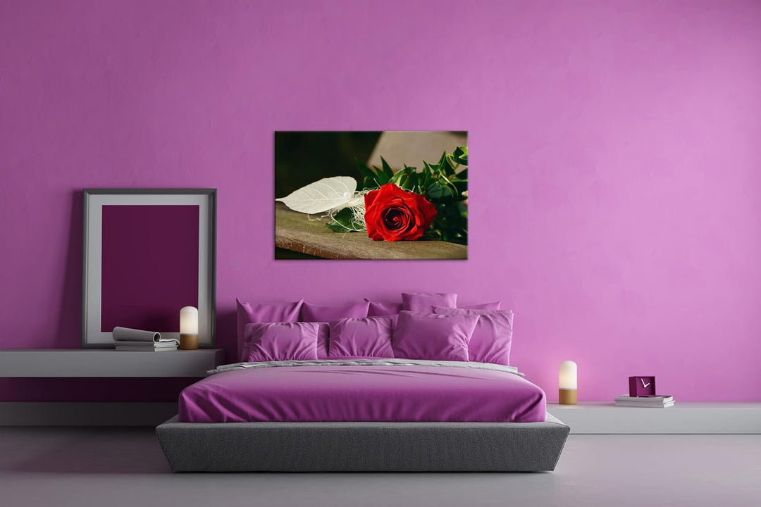 deyoli Romantische Rote Rose Format: 60x40 als Leinwandbild, Motiv fertig gerahmt auf Echtholzrahmen