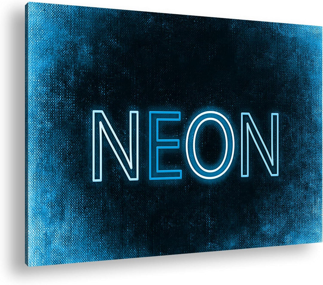 deyoli NEON Schriftzug Format 80x60 Effekt: Monocrome Blau als Leinwandbild, Motiv fertig gerahmt au