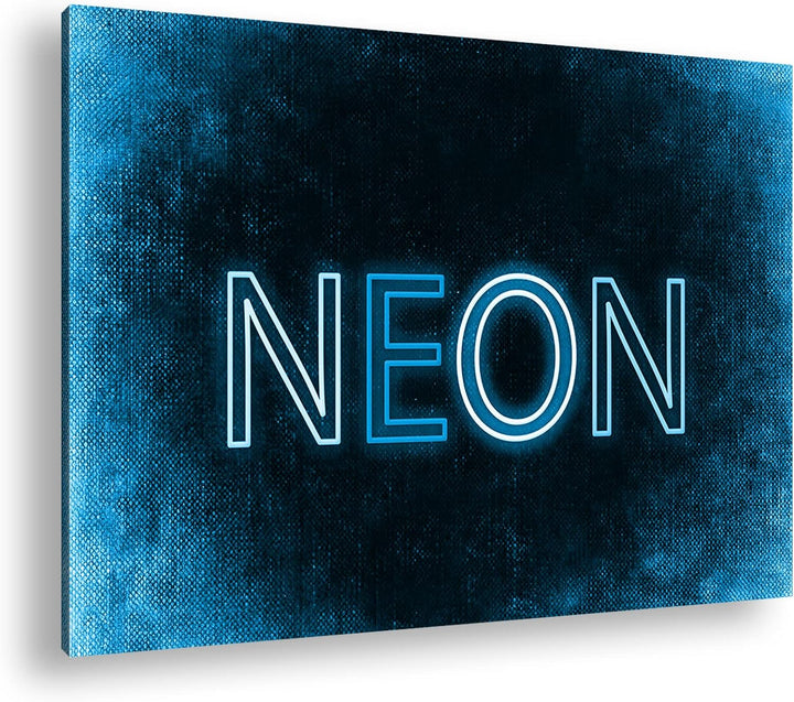 deyoli NEON Schriftzug Format 80x60 Effekt: Monocrome Blau als Leinwandbild, Motiv fertig gerahmt au