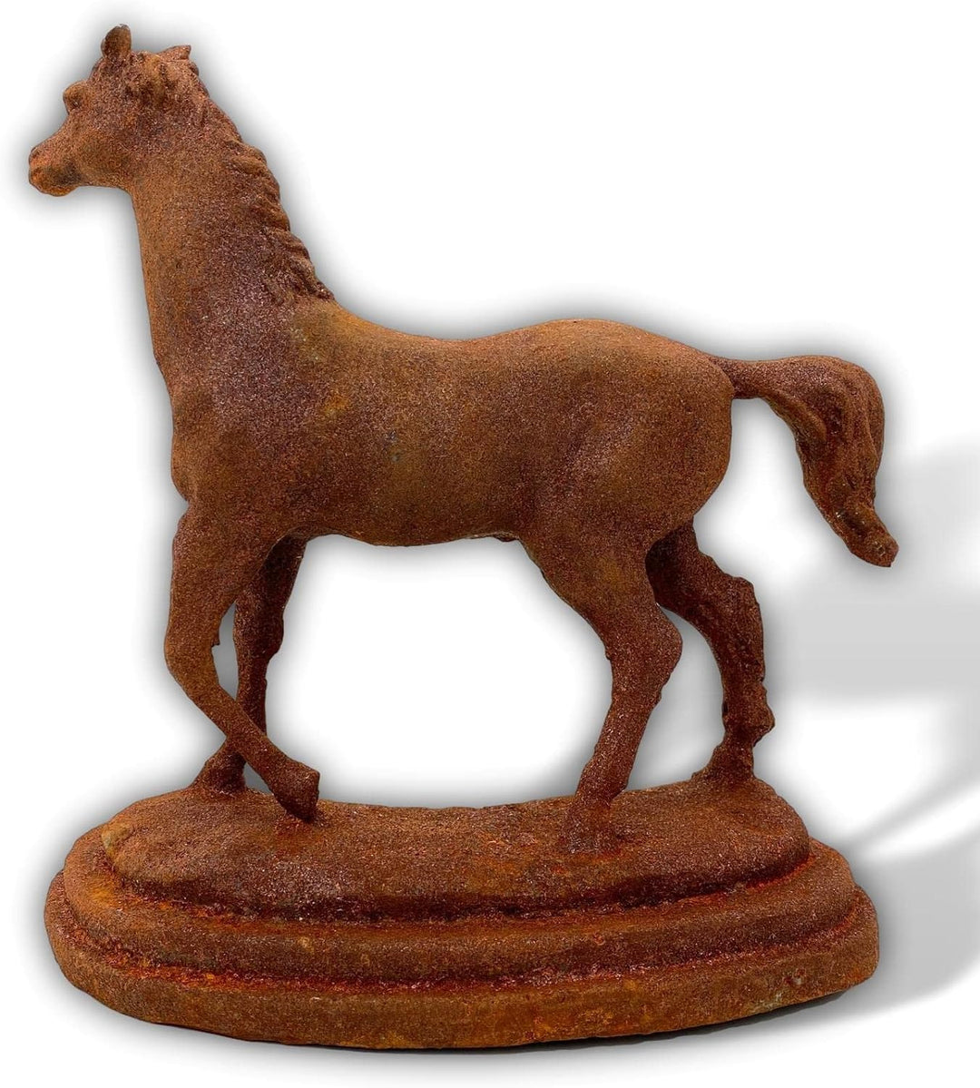 Skulptur Pferd Statue Figur Eisen Rost Garten Dekoration 31cm Antik-Stil