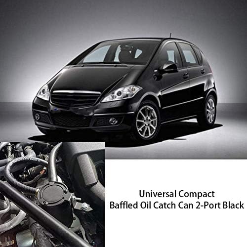 EVGATSAUTO Universal Baffled 2-Port Compact Baffled Oil Catch Tank Ölfangdose Compact Baffled Oil Ca
