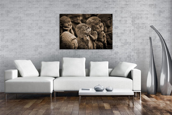 deyoli lustige, mit Moos bedeckte Buddha-Statue Effekt: Sepia, Format: 80x60 als Leinwandbild, Motiv