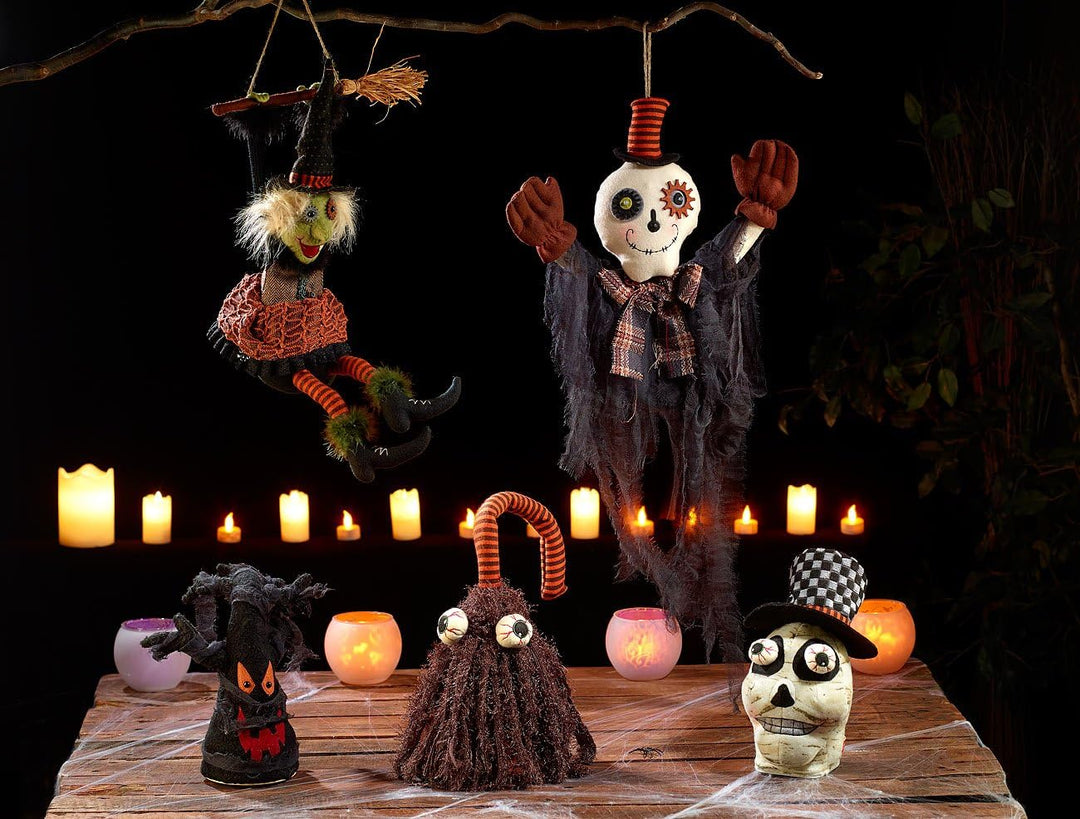 infactory Wackelfigur: Singender und rockender Besen Igor (Halloweendeko, Bewegte Halloween-Puppe, S