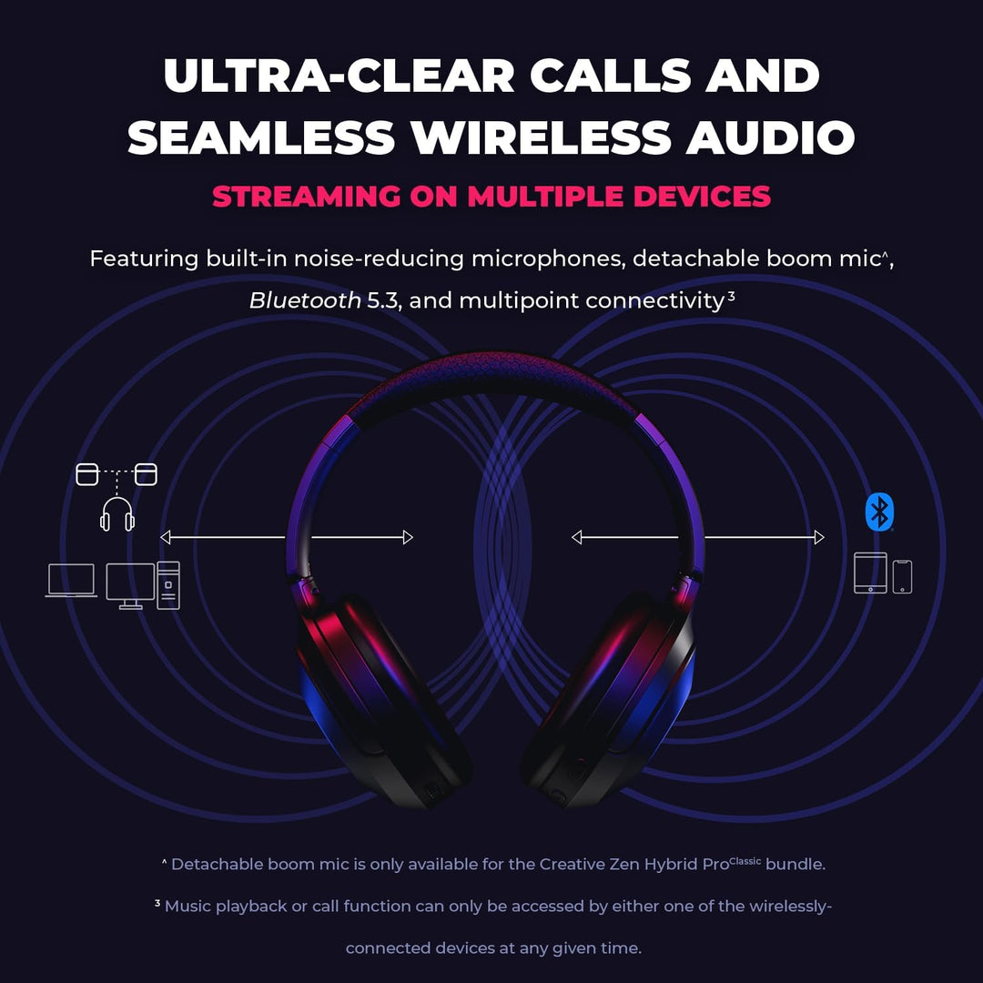 Creative - Zen Hybrid Pro Wireless Over-Ear Headphones ANC - Black