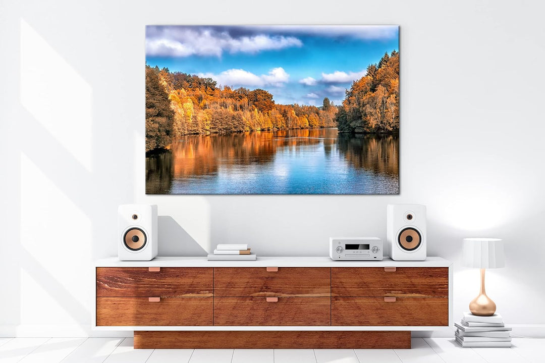 deyoli stiller See Format: 80x60 als Leinwand, Motiv fertig gerahmt auf Echtholzrahmen, Hochwertiger