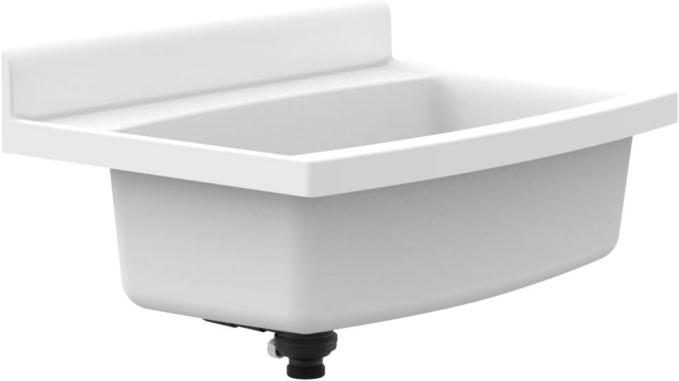 Sanit Maxi Waschbecken (schlagfester Kunststoff, weiss, Fassungsvermögen 33 l, Überlauf, Zubehör) 60