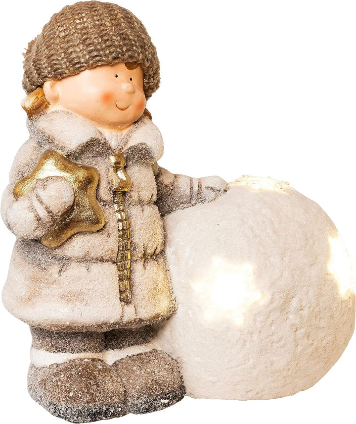 Wichtelstube-Kollektion XL 35cm Dekofigur LED Schneeball Weihnachten Deko Garten Weihnachsdeko