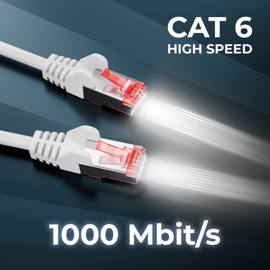 deleyCON 50m CAT6 Patchkabel S/FTP PIMF Schirmung CAT-6 RJ45 LAN DSL Netzwerkkabel Ethernetkabel Swi