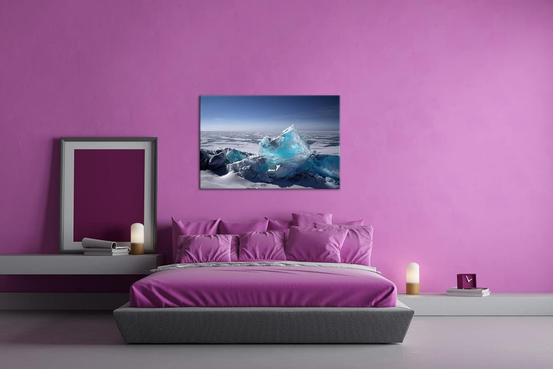 deyoli klares Eis am Nordpol Format: 100x70 als Leinwand, Motiv fertig gerahmt auf Echtholzrahmen, H