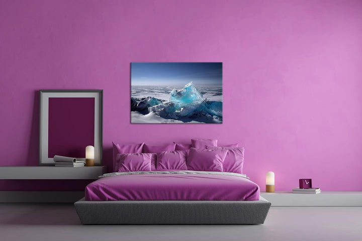 deyoli klares Eis am Nordpol Format: 100x70 als Leinwand, Motiv fertig gerahmt auf Echtholzrahmen, H