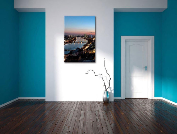 Frankfurt Skyline, Format: 100x70 auf Leinwand, XXL riesige Bilder fertig gerahmt mit Keilrahmen, Ku