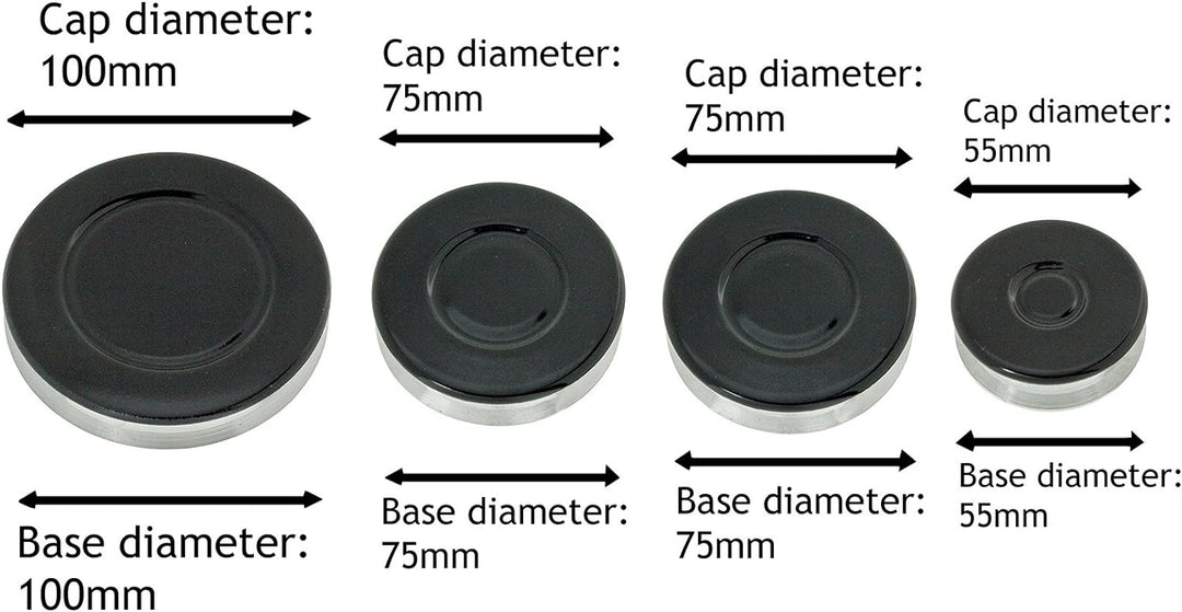 Spares2go Brennerkopf und Kappe für Zanussi-Gasherde (1 x Klein, 2 x Mittel, 1 x Gross)