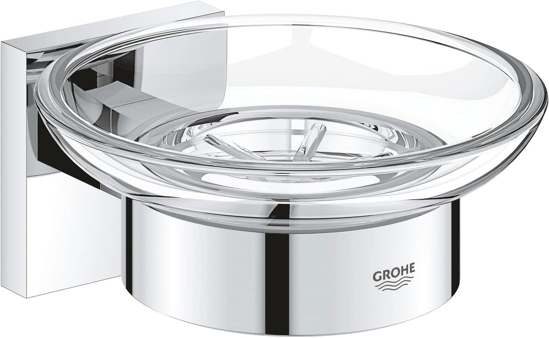 GROHE Start Cube - Seifenschale mit Halter (verdeckte Befestigung, Material: Glas/ Metall), chrom, 4