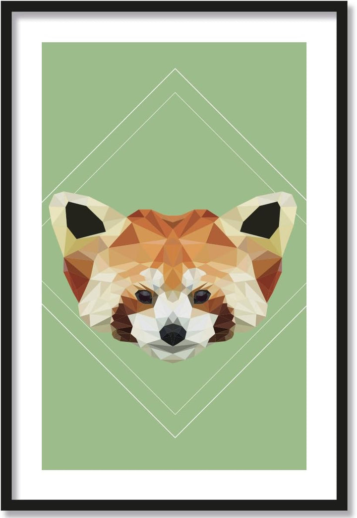 JUNIWORDS Poster mit/ohne Holzrahmen - Wähle ein Motiv - Panda im Low Poly Style - Wähle eine Grösse