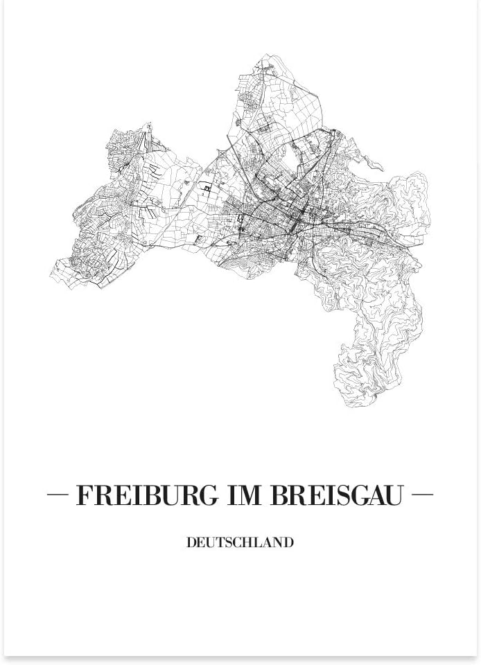 JUNIWORDS Stadtposter, Freiburg im Breisgau, Wähle eine Grösse, 60 x 90 cm, Poster, Schrift A, Weiss