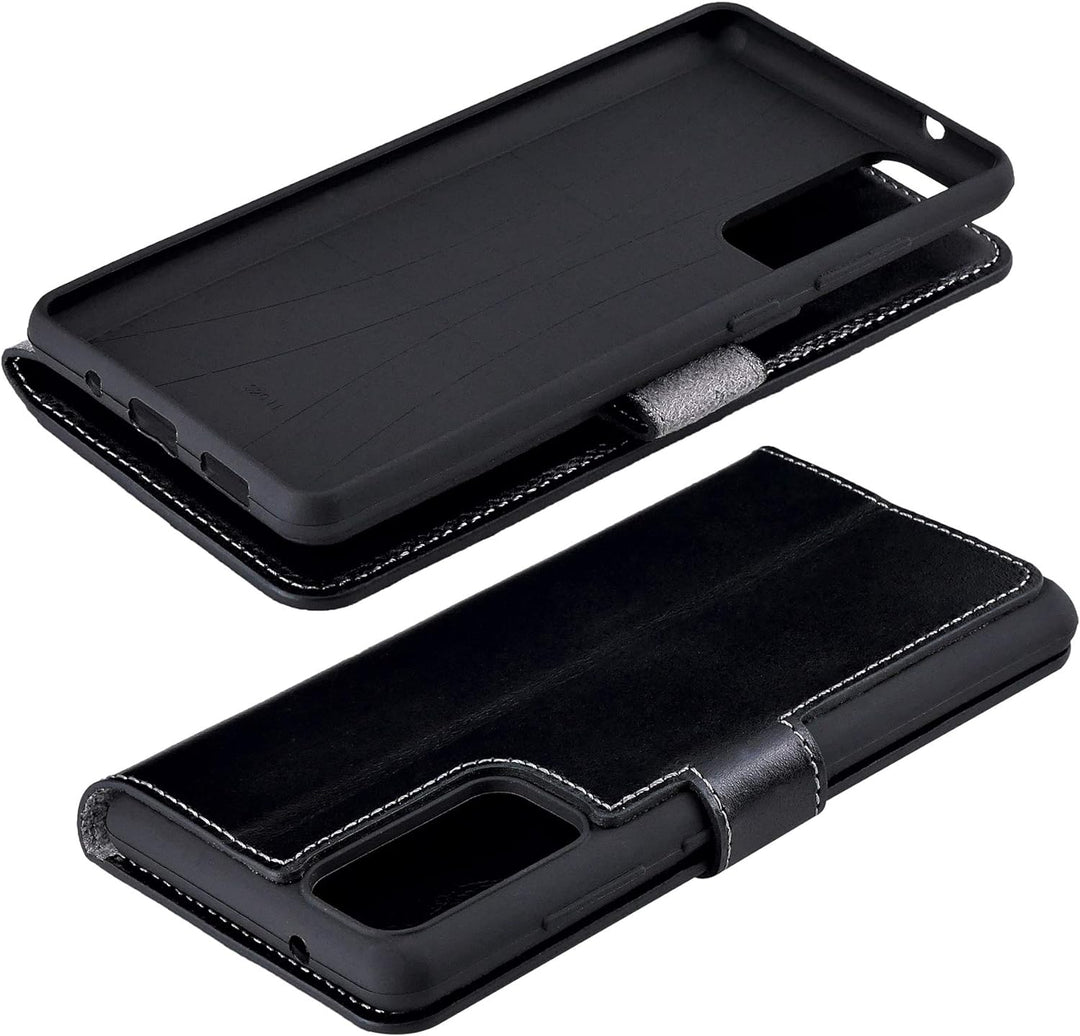 Suncase Book-Style Hülle kompatibel mit Xiaomi Mi 10T Pro 5G Leder Tasche (Slim-Fit) Lederhülle Hand