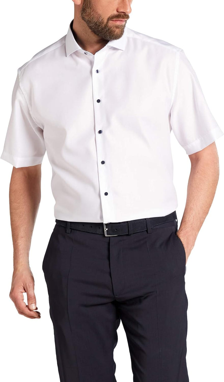 eterna Kurzarm Hemd Modern Fit Twill unifarben