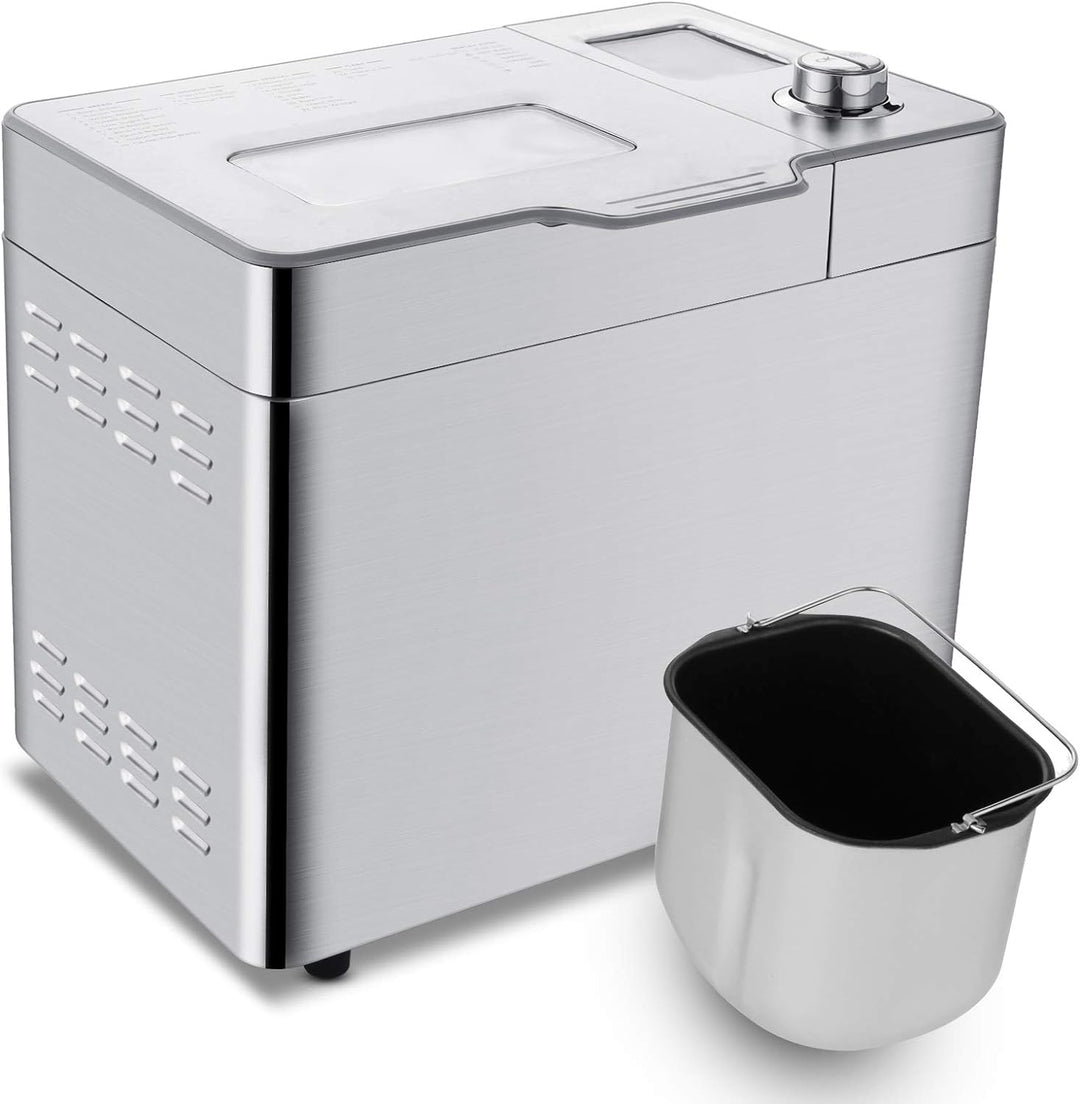 Brotbackautomat 550W Backmeister mit Automatische Zutatenbox, 25 Programme, Edelstahl Bread Maker Vo