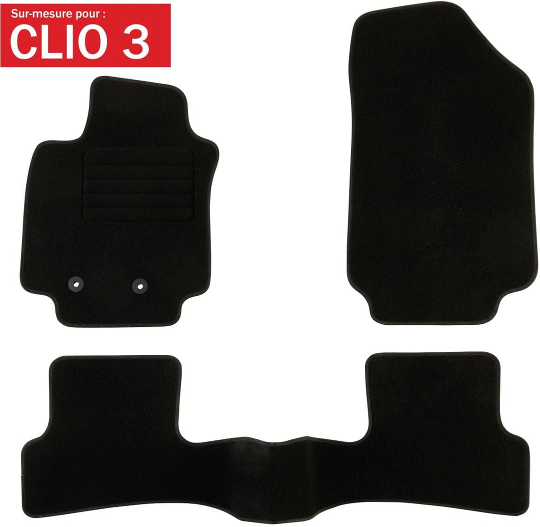 DBS Autofussmatte - nach Mass - 3-teilig - Anti Rutsch - schwarzer Nadelfilz 900g/m² - Velours Ferti